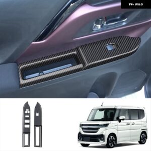 窓ガラスリフタースイッチ パネル カバー スズキ スペーシア/スペーシア カスタム MK04系 2024年式 RHD - Carbon fiber pattern