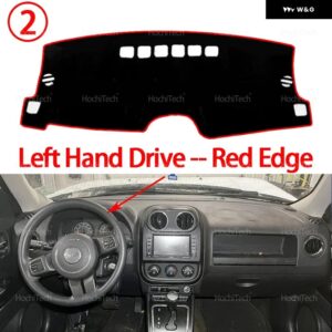 ジープ パトリオット 2011-2017 ダッシュボード カバー ダッシュマット ボード パッド カーペット ダッシュマット UVカットマット 滑り止めカーアクセサリー - Left Hand Red Edge