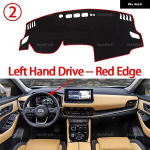 自動車 ダッシュボード カバー ダッシュマットボード パッド カーペット ダッシュマット UVカットマット 日産 ローグ エクストレイル T33 2021 - 24 2025 - Left Hand Red Edge