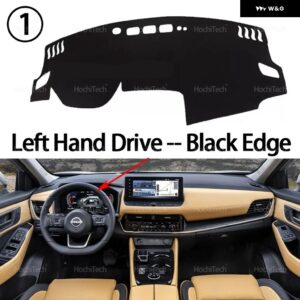 自動車 ダッシュボード カバー ダッシュマットボード パッド カーペット ダッシュマット UVカットマット 日産 ローグ エクストレイル T33 2021 - 24 2025 - Left Hand Black