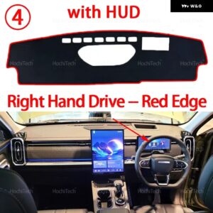 車 ダッシュボード カバー 遮光 パッド 紫外線カットカーペット 滑り止めマット CHERY JAECOO J7 2023 2024 内装アクセサリー - RHD Red With HUD