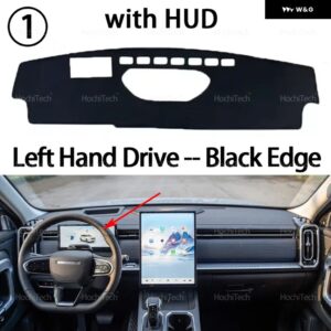 車 ダッシュボード カバー 遮光 パッド 紫外線カットカーペット 滑り止めマット CHERY JAECOO J7 2023 2024 内装アクセサリー - LHD Black With HUD