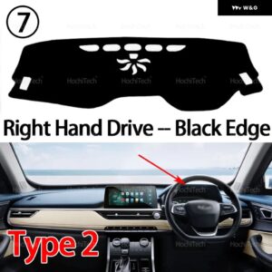 CHERY TIGGO 3 4 5X PRO 2017-2025 ダッシュボード カバー ダッシュボード マット カーペット パッド シェード ケープ ブランケット アクセサリー - Type 2 RHD Black