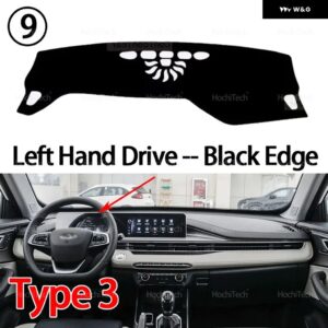 CHERY TIGGO 3 4 5X PRO 2017-2025 ダッシュボード カバー ダッシュボード マット カーペット パッド シェード ケープ ブランケット アクセサリー - Type 3 LHD Black