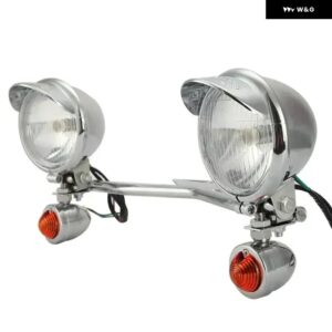 12V 汎用 バイク ヘッドライト パッシング フォグランプ マウント ホルダー 付き ホンダ / ヤマハ / カワサキ / スズキ / トライアンフ /カフェ/レーサー - Set A