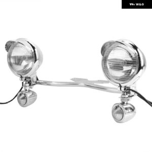 12V 汎用 バイク ヘッドライト パッシング フォグランプ マウント ホルダー 付き ホンダ / ヤマハ / カワサキ / スズキ / トライアンフ /カフェ/レーサー - Set B