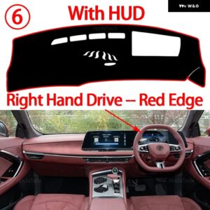 ダッシュボード カバー MG MG 7 MG7 2022 2023 2024 2025 2026 車用 ダッシュボード カバー ダッシュボード マット カーペット パッド サンシェード ケープ - Right Red with HUD