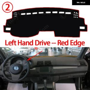 BMW X5 E53 1999 - 06 車 ダッシュボード カバー 光を避ける パッド 計器 パネル マット カーペット - Left Hand Red Edge