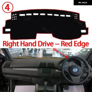 BMW X5 E53 1999 - 06 車 ダッシュボード カバー 光を避ける パッド 計器 パネル マット カーペット - Right Hand Red Edge