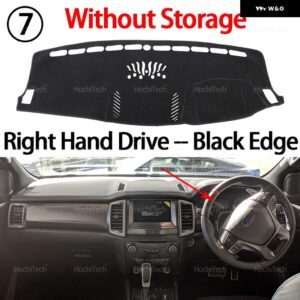 フォード エベレスト レンジャー P375 2015-2022 車用 ダッシュボード カバー ダッシュマット サンシェード 滑り止め パッド 内装アクセサリー - RHD Black No Hole