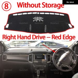 フォード エベレスト レンジャー P375 2015-2022 車用 ダッシュボード カバー ダッシュマット サンシェード 滑り止め パッド 内装アクセサリー - RHD Red No Hole