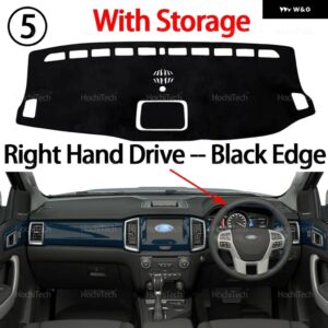 フォード エベレスト レンジャー P375 2015-2022 車用 ダッシュボード カバー ダッシュマット サンシェード 滑り止め パッド 内装アクセサリー - RHD Black With Hole