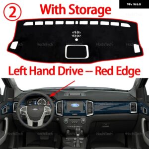 フォード エベレスト レンジャー P375 2015-2022 車用 ダッシュボード カバー ダッシュマット サンシェード 滑り止め パッド 内装アクセサリー - LHD Red With Hole