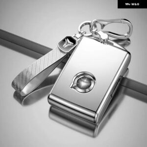 車用キーケースカバー リモートキーフォブ キー チェーン ボルボ XC90 XC60 S90 V90 - shell keychain Silve