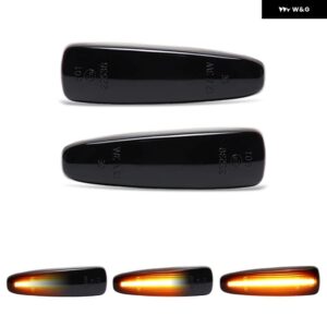 三菱 ランサー ギャラン アウトランダー ASX ミラー ジュ アトラージュ LED サイドマーカーランプ アンバー サイドフェンダー ウィンカーライト - Smoked Dynamic Amber