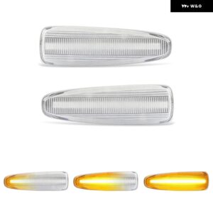 三菱 ランサー ギャラン アウトランダー ASX ミラー ジュ アトラージュ LED サイドマーカーランプ アンバー サイドフェンダー ウィンカーライト - Clear Dynamic Amber