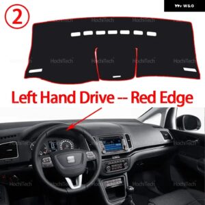 自動車 ダッシュボード カバー ダッシュマットボード パッド カーペット ダッシュマット 紫外線防止マット シート アルハンブラ 2012-2021 左 右ハンドル - Left Hand Red Edge