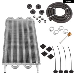 4/6/8列 オイルクーラー キット ラジエーター アルミ車トランス ミッション プレートフィン オイルクーラー オート マニュアル ラジエーター - 6 Row Silver
