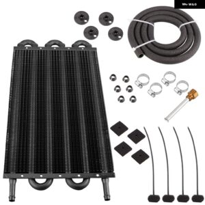 4/6/8列 オイルクーラー キット ラジエーター アルミ車トランス ミッション プレートフィン オイルクーラー オート マニュアル ラジエーター - 6 Row Black