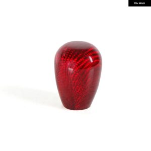 汎用 カーボンオーバル マニュアル ギア シフト ノブ アダプター 付きほとんど車 装飾 クラシック スタイル RS-SFN105 - red