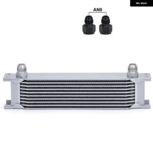 アルミ 汎用 エンジン トランス ミッション AN10 オイルクーラー 10列シルバー/ブラックVR7010 - 2 an8 fitting3