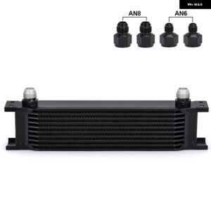アルミ 汎用 エンジン トランス ミッション AN10 オイルクーラー 10列シルバー/ブラックVR7010 - 4 fitting