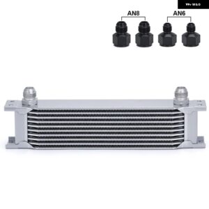 アルミ 汎用 エンジン トランス ミッション AN10 オイルクーラー 10列シルバー/ブラックVR7010 - 4 fitting4