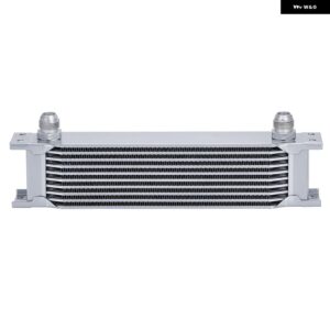 アルミ 汎用 エンジン トランス ミッション AN10 オイルクーラー 10列シルバー/ブラックVR7010 - Silver
