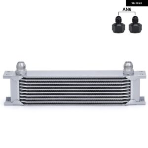 アルミ 汎用 エンジン トランス ミッション AN10 オイルクーラー 10列シルバー/ブラックVR7010 - 2 an6 fitting2