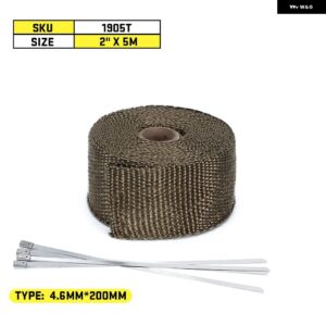 2インチ 5メートル チタンターボ マニホールド ヒートエキゾーストサーマルラップテープ + ステンレス タイ4個 VR1905T - 5 meter
