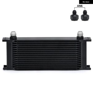 16列 AN10 10 AN 汎用 オイルクーラー エンジン トランス ミッション オイルクーラー キット PQY7016 - Black With 2PCS AN6