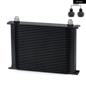 30列 オイルクーラー 汎用 エンジン トランス ミッション オイルクーラー キット AN10 10 AN PQY7030 - Black With 2PCS AN6