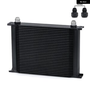 30列 オイルクーラー 汎用 エンジン トランス ミッション オイルクーラー キット AN10 10 AN PQY7030 - Black With 2PCS AN8