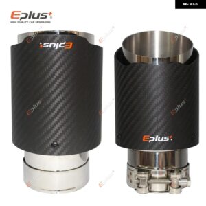 車用マットカーボンマフラーチップ排気 システム パイプ マフラーノズル 汎用 ストレート ステンレス シルバー - 51mm-76mm