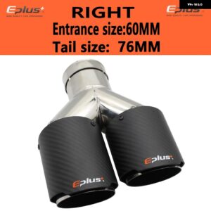 車用カーボンマットマフラーチップ Y字型 ダブルアウトレットマフラー マフラーノズル 装飾 汎用 ステンレス シルバー - right 60mm-76mm