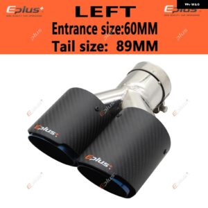 車用カーボンマットマフラーチップ Y字型 ダブルアウトレットマフラー マフラーノズル 装飾 汎用 ステンレス ブルー - left 60mm-89mm