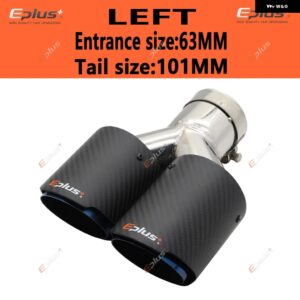 車用カーボンマットマフラーチップ Y字型 ダブルアウトレットマフラー マフラーノズル 装飾 汎用 ステンレス ブルー - left 63mm-101mm