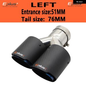 車用カーボンマットマフラーチップ Y字型 ダブルアウトレットマフラー マフラーノズル 装飾 汎用 ステンレス ブルー - left 51mm-76mm