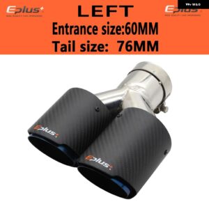 車用カーボンマットマフラーチップ Y字型 ダブルアウトレットマフラー マフラーノズル 装飾 汎用 ステンレス ブルー - left 60mm-76mm