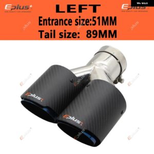 車用カーボンマットマフラーチップ Y字型 ダブルアウトレットマフラー マフラーノズル 装飾 汎用 ステンレス ブルー - left 51mm-89mm