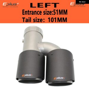 車用カーボンマットマフラーチップ H型 ダブルアウトレットマフラー マフラーノズル 装飾 汎用 ステンレス シルバー - left 51mm-101mm