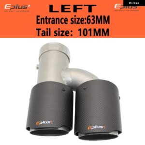 車用カーボンマットマフラーチップ H型 ダブルアウトレットマフラー マフラーノズル 装飾 汎用 ステンレス シルバー - left 63mm-101mm