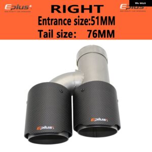 車用カーボンマットマフラーチップ H型 ダブルアウトレットマフラー マフラーノズル 装飾 汎用 ステンレス シルバー - right 51mm-76mm