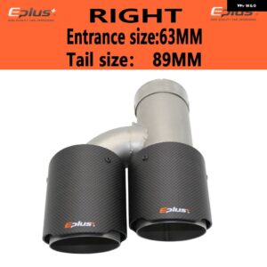 車用カーボンマットマフラーチップ H型 ダブルアウトレットマフラー マフラーノズル 装飾 汎用 ステンレス シルバー - right 63mm-89mm