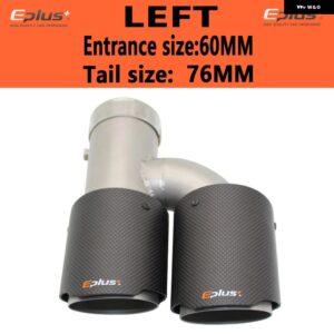 車用カーボンマットマフラーチップ H型 ダブルアウトレットマフラー マフラーノズル 装飾 汎用 ステンレス シルバー - left 60mm-76mm