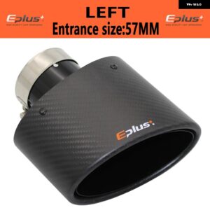 マット カーボン 車用マフラーチップ マフラーノズル 装飾 汎用 ステンレス ブラック オーバル 150MM 左右傾斜可能 - left 57MM