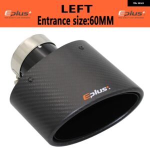 マット カーボン 車用マフラーチップ マフラーノズル 装飾 汎用 ステンレス ブラック オーバル 150MM 左右傾斜可能 - left 60mm