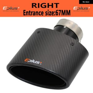 マット カーボン 車用マフラーチップ マフラーノズル 装飾 汎用 ステンレス ブラック オーバル 150MM 左右傾斜可能 - right 67MM