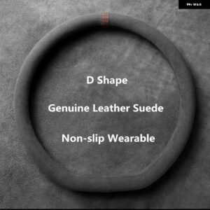 ソフトブラック 本革 スエードカー ステアリングホイール カバー フォルクスワーゲン VW ゴルフ MK パサート ポロ ジャッタ ティグアン カーアクセサリー - D Shape Red