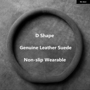 ソフトブラック 本革 スエードカー ステアリングホイール カバー フォルクスワーゲン VW ゴルフ MK パサート ポロ ジャッタ ティグアン カーアクセサリー - D Shape Black